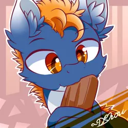 Size: 500x500 | Tagged: safe, artist:dshou, derpibooru import, oc, oc:nyama, unofficial characters only, dragon, bust, chocolate, eating, food, image, jpeg, portrait, solo