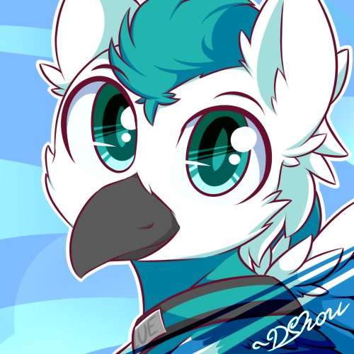 Size: 500x500 | Tagged: safe, artist:dshou, derpibooru import, oc, oc:blue, unofficial characters only, gryphon, bust, collar, image, jpeg, looking at you, portrait, solo