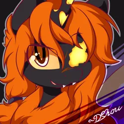 Size: 500x500 | Tagged: safe, artist:dshou, derpibooru import, oc, oc:facade, unofficial characters only, changeling, pony, bust, image, jpeg, looking at you, mane, orange changeling, portrait, solo