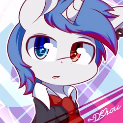 Size: 500x500 | Tagged: safe, artist:dshou, derpibooru import, oc, unofficial characters only, pony, unicorn, bust, clothes, heterochromia, image, jpeg, necktie, open mouth, portrait, shirt, solo, suit