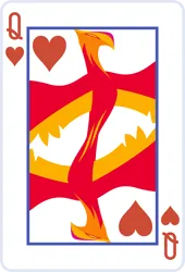 Size: 2000x2936 | Tagged: safe, artist:parclytaxel, derpibooru import, philomena, phoenix, series:parcly's pony pattern playing cards, female, image, playing card, png, queen of hearts, rotational symmetry, solo, vector