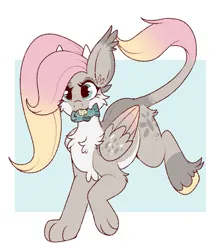 Size: 633x725 | Tagged: safe, artist:lulubell, derpibooru import, oc, oc:fable, unofficial characters only, hybrid, cat toy, image, interspecies offspring, offspring, parent:discord, parent:fluttershy, parents:discoshy, png, solo