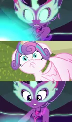 Size: 828x1397 | Tagged: safe, derpibooru import, editor:incredibubbleirishguy, princess flurry heart, sci-twi, twilight sparkle, pony, a flurry of emotions, equestria girls, friendship games, baby, baby pony, image, link in source, midnight sparkle, png, sad, scared