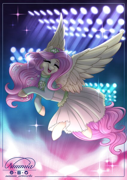 Size: 2896x4096 | Tagged: safe, artist:nuumia, derpibooru import, fluttershy, equestria girls, equestria girls series, so much more to me, clothes, dress, eyes closed, image, jpeg, spotlight