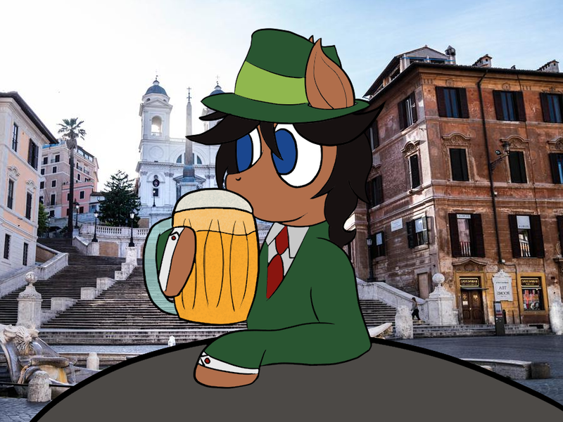 Size: 901x676 | Tagged: safe, artist:laurelcrown, derpibooru import, oc, oc:laurel crown, pony, alcohol, beer, colored, digital art, drink, drinking, flat colors, image, png, stock image