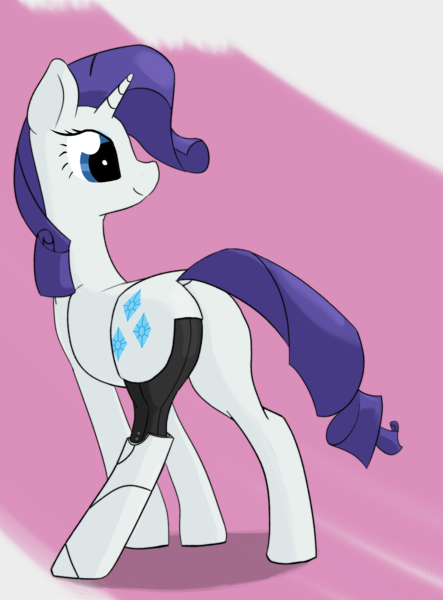 Size: 1619x2194 | Tagged: safe, artist:marrsund, derpibooru import, rarity, cyborg, pony, unicorn, amputee, cybernetic legs, female, g4, image, mare, png, prosthetic limb, prosthetics, simple background, solo, solo female