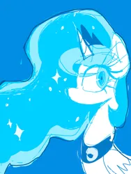 Size: 710x946 | Tagged: safe, artist:honkinghighblood, derpibooru import, princess luna, alicorn, pony, blue background, blue hair, image, png, simple background, solo