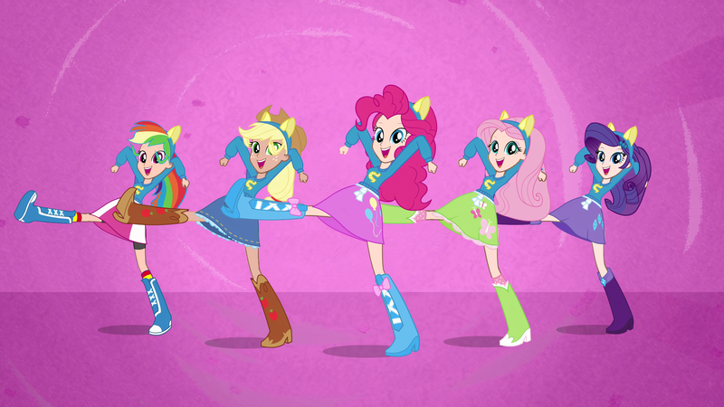 Size: 3840x2160 | Tagged: safe, derpibooru import, edit, edited screencap, screencap, applejack, fluttershy, pinkie pie, rainbow dash, rarity, human, equestria girls, equestria girls (movie), boots, clothes, cowboy boots, cowboy hat, dancing, female, hat, helping twilight win the crown, human coloration, humane five, image, png, shoes, wondercolt ears, wondercolts uniform