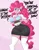 Size: 2500x3200 | Tagged: suggestive, artist:flutterthrash, derpibooru import, pinkie pie, anthro, earth pony, plantigrade anthro, absolute cleavage, bra, breasts, busty pinkie pie, cleavage, clothes, dialogue, female, image, jpeg, nylon, pencil skirt, shirt, skirt, socks, solo, thigh highs, underwear