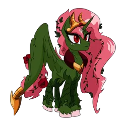 Size: 1600x1600 | Tagged: safe, artist:yamston, derpibooru import, oc, oc:helianthus, alicorn, pony, fanfic:living the dream, 2023, alicorn oc, crown, fanfic art, female, flower, flower in hair, freckles, green coat, horn, image, jewelry, magical lesbian spawn, mare, offspring, parent:oc:vinetion, parent:princess celestia, parents:canon x oc, pink mane, png, red eyes, regalia, rose, simple background, slit pupils, solo, transparent background, vine, wings