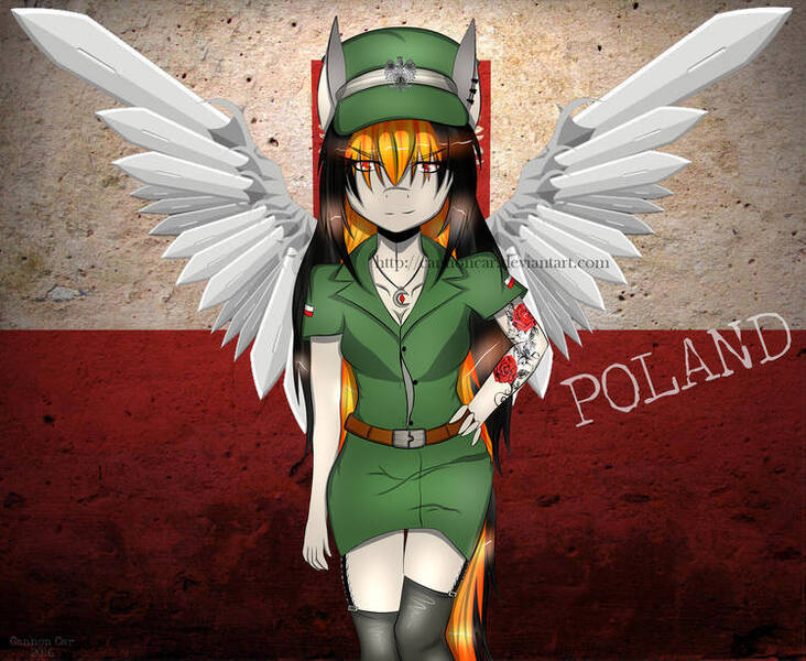 Size: 750x615 | Tagged: safe, artist:cannoncar, derpibooru import, oc, oc:cannon car, anthro, pony, clothes, flag, image, jpeg, military uniform, poland, polish flag, uniform