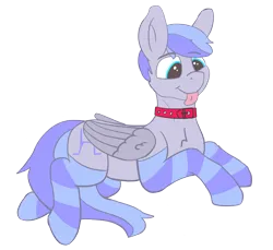 Size: 2730x2504 | Tagged: safe, artist:dsksh, derpibooru import, oc, oc:discoordination, unofficial characters only, pegasus, pony, :p, clothes, collar, image, lying down, male, pegasus oc, png, simple background, socks, solo, stallion, striped socks, tail, tongue out, transparent background, two toned mane, two toned tail, wings