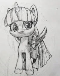 Size: 800x1008 | Tagged: safe, artist:jack107401, derpibooru import, twilight sparkle, twilight sparkle (alicorn), alicorn, doll, image, jpeg, looking at you, pencil drawing, simple background, toy, traditional art, white background