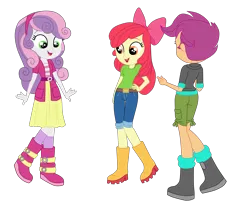 Size: 4593x4000 | Tagged: safe, artist:gmaplay, derpibooru import, apple bloom, scootaloo, sweetie belle, equestria girls, adorabloom, butt, cute, cutealoo, diasweetes, image, png, rear view, scootabutt, solo
