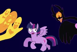 Size: 2152x1452 | Tagged: safe, artist:princessmichelle431, twilight sparkle, bird, ghost, owl, barnaby, billie bust up, crossover, female, male, running