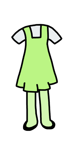 Size: 666x1193 | Tagged: safe, artist:colleenmlp1996, derpibooru import, ruby pinch, season 1, season 3, clothes, dress, g4, image, light green ruby pinch overalls, overalls, png, shirt, shoes, simple background, tights, white background