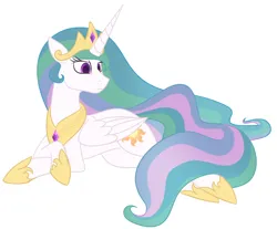 Size: 984x813 | Tagged: safe, artist:enigmadoodles, derpibooru import, princess celestia, alicorn, pony, crossed hooves, cutie mark, female, image, jewelry, lying down, mare, peytral, png, prone, regalia, simple background, solo, tiara, white background