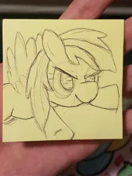 Size: 3024x4032 | Tagged: safe, artist:purppone, ponerpics import, rainbow dash, pony, flying, image, jpeg, sticky note