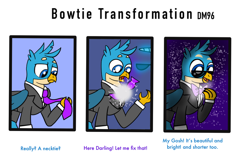 Size: 2453x1714 | Tagged: safe, artist:disneymarvel96, derpibooru import, gallus, rarity, gryphon, unicorn, bowtie, comic, female, glow, image, light up, male, necktie, png, procreate app, solo, sparkly background, stars, sunglasses, transformation