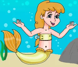 Size: 673x578 | Tagged: safe, artist:ocean lover, derpibooru import, pumpkin cake, human, mermaid, arms wide open, bandeau, bare shoulders, belly, belly button, blue eyes, boulder, bow, bubble, cheerful, child, cute, fins, fish tail, hair bow, happy, human coloration, humanized, image, innocent, kelp, mermaid tail, mermaidized, midriff, ms paint, ocean, older, older pumpkin cake, open mouth, orange hair, png, pumpkinbetes, seaweed, sleeveless, species swap, tail, underwater, water