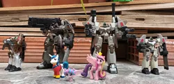 Size: 1280x621 | Tagged: safe, artist:dingopatagonico, derpibooru import, princess cadance, princess flurry heart, shining armor, alicorn, unicorn, gundam, gundam wing, image, jpeg, photo, serpent mobile suit, toy