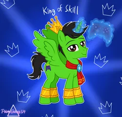 Size: 2100x2013 | Tagged: safe, artist:prismagalaxy514, derpibooru import, ponified, alicorn, pony, clothes, crossover, crown, gamer, image, jewelry, king, king of skill, narrowed eyes, party crashers, png, regalia, scarf, solo, video game, youtuber