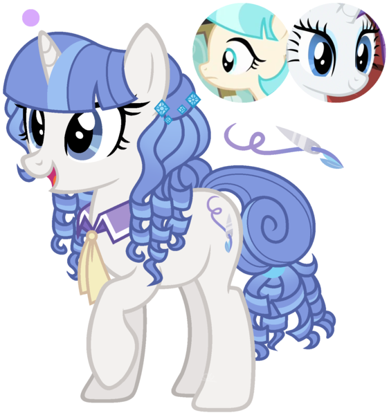 Size: 1557x1662 | Tagged: safe, artist:xxcheerupxxx, derpibooru import, coco pommel, rarity, pony, unicorn, female, image, magical lesbian spawn, mare, offspring, parent:coco pommel, parent:rarity, parents:marshmallow coco, png, simple background, transparent background