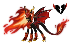 Size: 4296x2676 | Tagged: safe, artist:prismagalaxy514, artist:selenaede, derpibooru import, oc, unofficial characters only, alicorn, demon, demon pony, hybrid, original species, pony, armor, armored pony, claws, demon wings, demonic eyes, devil, devil horns, devil tail, evil, evil grin, fiery mane, grin, horns, image, png, redesign, sharp teeth, simple background, smiling, solo, tail, teeth, transparent background, wings