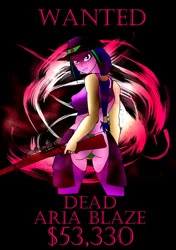 Size: 749x1062 | Tagged: suggestive, artist:foxgearstudios, derpibooru import, aria blaze, image, jpeg, wanted poster