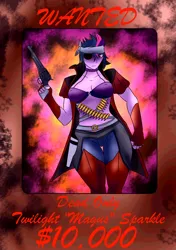 Size: 749x1062 | Tagged: suggestive, artist:foxgearstudios, derpibooru import, twilight sparkle, boots, clothes, image, jpeg, shoes, thigh boots, wanted poster
