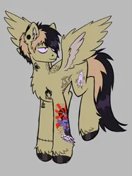 Size: 2050x2745 | Tagged: safe, artist:mxmx fw, derpibooru import, princess luna, ponified, pegasus, pony, chest fluff, dyed mane, ear piercing, emo, flying, frank iero, gray background, hair over one eye, hoof polish, image, jewelry, jpeg, lip piercing, my chemical romance, nose piercing, piercing, simple background, smiling, solo, tattoo, two toned mane, unshorn fetlocks, wings