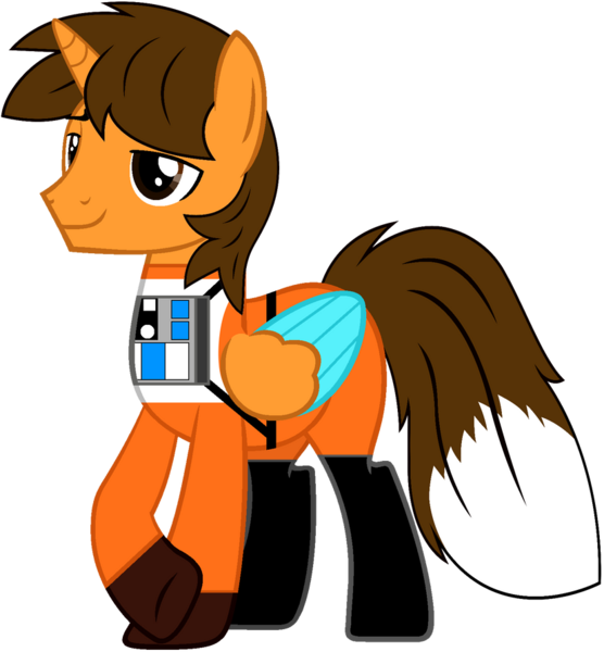 Size: 828x893 | Tagged: safe, artist:star-armour95, derpibooru import, oc, oc:ej, unofficial characters only, alicorn, fox, fox pony, hybrid, pony, clothes, colored wings, fox tail, image, lightning squadron, male, multicolored wings, png, rebel pilot, simple background, smiling, stallion, star wars, tail, transparent background, uniform, wings