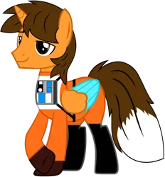 Size: 828x893 | Tagged: safe, artist:star-armour95, derpibooru import, oc, oc:ej, unofficial characters only, alicorn, fox, fox pony, hybrid, pony, clothes, colored wings, fox tail, image, lightning squadron, male, multicolored wings, png, rebel pilot, simple background, smiling, stallion, star wars, tail, transparent background, uniform, wings