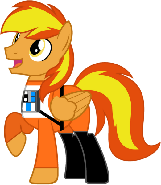 Size: 827x951 | Tagged: safe, artist:star-armour95, derpibooru import, oc, oc:firey ratchet, unofficial characters only, pegasus, clothes, happy, image, lightning squadron, male, png, rebel pilot, simple background, solo, star wars, transparent background, uniform