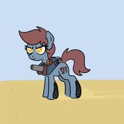 Size: 600x600 | Tagged: safe, artist:superderpybot, ponerpics import, tank, oc, ponified, unofficial characters only, original species, pony, tank pony, animated, determined look, image, loud, music, ponified vehicle, simple background, webm