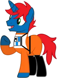 Size: 1202x1638 | Tagged: safe, artist:star-armour95, derpibooru import, oc, oc:train track, unofficial characters only, pony, unicorn, clothes, image, lightning squadron, png, rebel pilot, simple background, solo, star wars, transparent background, uniform