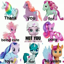 Size: 3464x3464 | Tagged: safe, derpibooru import, cupcake (g4), gusty, gusty the great, minty, moonstone, petal blossom, pinkie pie (g3), starlight glimmer, sugarcup, sunny starscout, toola roola, alicorn, earth pony, pony, unicorn, g1, g2, g3, g5, my little pony: a new generation, my little pony: pony life, baby, baby pony, body markings, cape, clothes, curly mane, funny, g3.5, g4, image, jpeg, meme, newborn cuties, not you, race swap, reboot series, snow, snowflake, starlight wearing trixie's cape, sunnycorn, thank you, toy, trixie's cape
