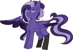 Size: 4448x3039 | Tagged: safe, artist:thecommandermiky, derpibooru import, oc, oc:miky command, unofficial characters only, pegasus, pony, clothes, female, hair accessory, hair tie, image, long mane, mare, paws, pegasus oc, png, purple eyes, purple hair, purple mane, shoes, simple background, solo, spots, spread wings, transparent background, updated, updated design, wings