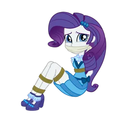 Size: 2000x2000 | Tagged: suggestive, artist:splendidbondage, derpibooru import, rarity, equestria girls, bondage, bound and gagged, damsel in distress, female, gag, image, kidnapped, png, simple background, solo, solo female, tied up, transparent background