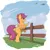 Size: 2500x2500 | Tagged: safe, artist:skitsniga, derpibooru import, lightning dust, rainbow dash, scootaloo, pegasus, pony, blank flank, butt, female, fence, filly, flying, image, leaning on fence, looking at someone, mare, plot, png, scootaloo can't fly, sky, solo focus, underhoof, watching