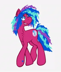 Size: 795x930 | Tagged: safe, artist:partyponypower, derpibooru import, ribbon wishes, earth pony, pony, g3, blue hair, curly hair, image, jpeg, multicolored hair, redesign, simple background, walking