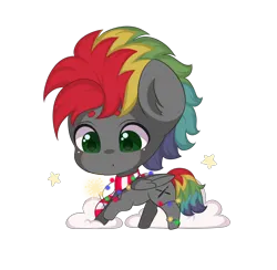 Size: 1632x1596 | Tagged: safe, artist:yomechka, derpibooru import, oc, oc:sliding bolt, unofficial characters only, pegasus, christmas, christmas lights, clothes, curious, cute, galloping, green eyes, holiday, image, looking down, male, multicolored hair, pegasus oc, png, running, scarf, simple background, snow, string lights, striped scarf, transparent background, wings