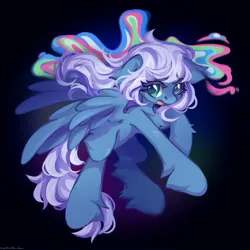 Size: 2048x2048 | Tagged: safe, artist:vanilla-chan, derpibooru import, oc, oc:vesperal breeze, unofficial characters only, pegasus, pony, dreamscape, eye clipping through hair, female, fluffy, high res, image, jpeg, looking at you, lost, mare, open mouth, pegasus oc, solo, spread wings, wings