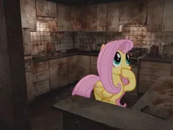 Size: 564x423 | Tagged: safe, derpibooru import, edit, fluttershy, pegasus, pony, contrast, female, image, looking at something, mare, png, solo, thinking