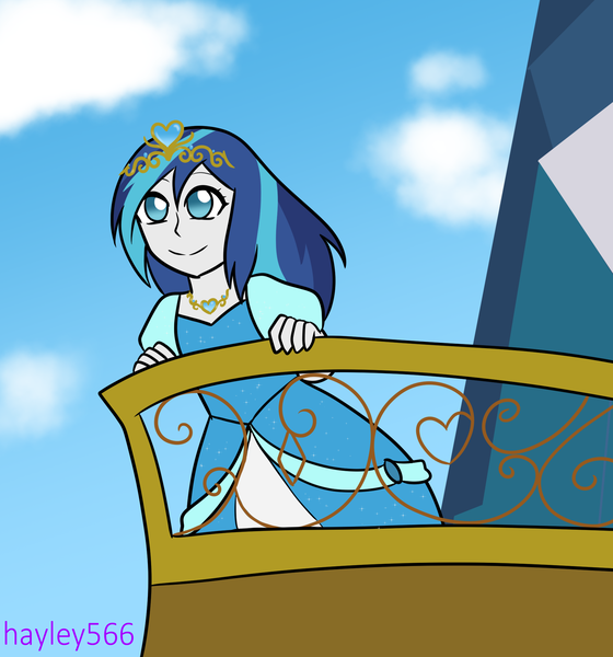 Size: 1958x2096 | Tagged: safe, artist:hayley566, derpibooru import, shining armor, equestria girls, alternate hairstyle, balcony, castle, clothes, cloud, commission, crown, crystal empire, cute, dress, female, gleaming shield, image, jewelry, necklace, png, regalia, rule 63, shining adorable, sky, watermark
