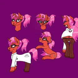 Size: 1280x1280 | Tagged: suggestive, derpibooru import, oc, oc:atomic comet, unofficial characters only, pony, unicorn, atom, female, image, png, purple background, scientist, simple background, solo