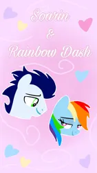 Size: 1080x1920 | Tagged: safe, artist:mlplary6, derpibooru import, rainbow dash, soarin', pony, boyfriend and girlfriend, female, heart, image, looking at each other, looking at someone, love, male, mare, png, shipping, smiling, smiling at each other, soarindash, stallion, straight, text