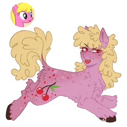 Size: 1000x1000 | Tagged: safe, artist:kazmuun, derpibooru import, cherry berry, pony, image, lying down, png, prone, simple background, solo, transparent background