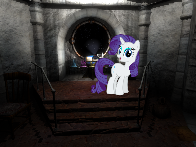 Size: 1280x960 | Tagged: safe, artist:luckreza8, artist:tawaki, derpibooru import, rarity, pony, unicorn, crystal viewer, image, myst, png, rime (myst), solo