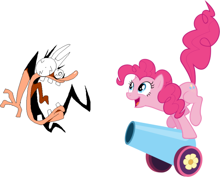 Size: 851x684 | Tagged: safe, artist:otfor2, derpibooru import, edit, pinkie pie, earth pony, human, pony, a canterlot wedding, crossover, female, image, male, mare, open mouth, party cannon, peppino spaghetti, pizza tower, png, scared, screaming, simple background, smiling, transparent background, vector